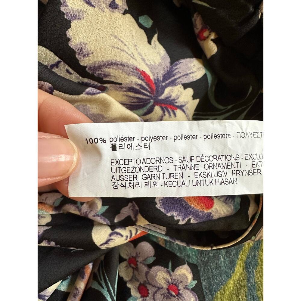 NWT Zara Floral Satin Feather Trim Pants Size Medium - Picture 6 of 6